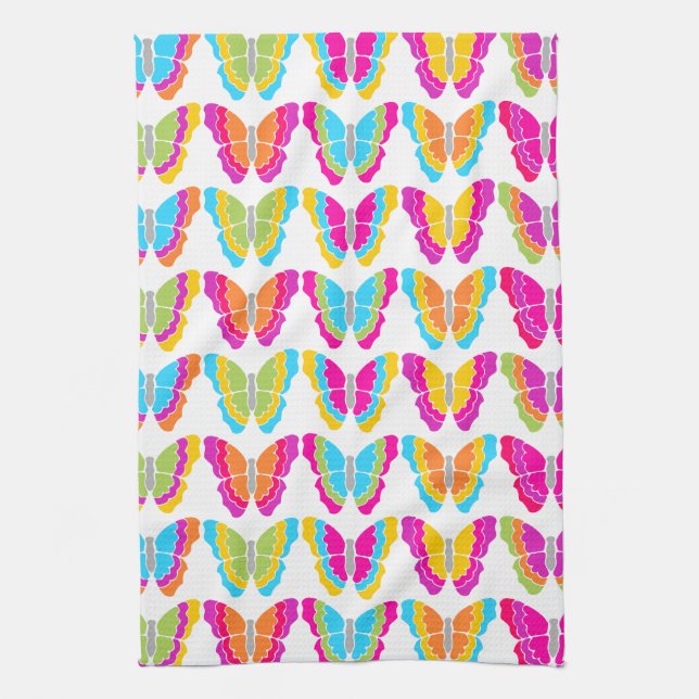 Cute Girly Multifärgad Rainbow Butterfly Mönster Kökshandduk (Vertikal)