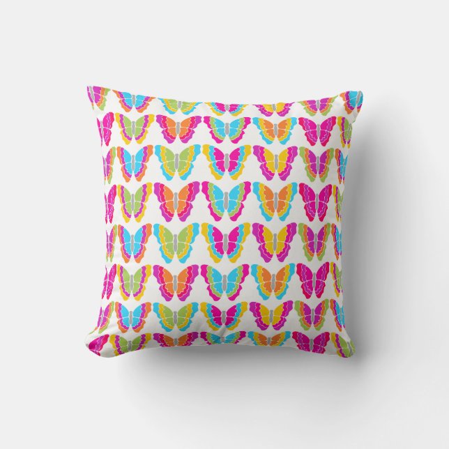 Cute Girly Multifärgad Rainbow Butterfly Mönster Kudde (Framsida)