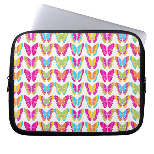 Cute Girly Multifärgad Rainbow Butterfly Mönster Laptop Sleeve (Framsidan)