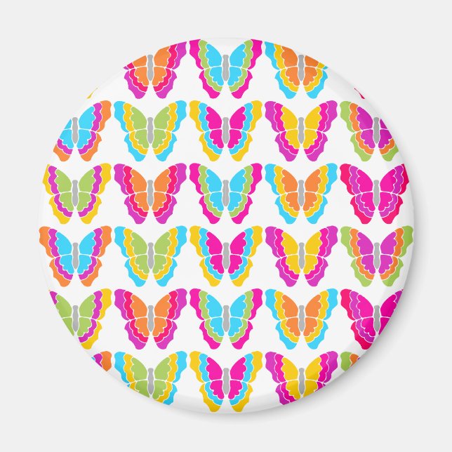 Cute Girly Multifärgad Rainbow Butterfly Mönster Magnet (Framsidan)