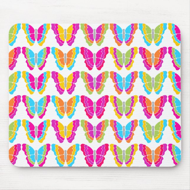 Cute Girly Multifärgad Rainbow Butterfly Mönster Musmatta (Framsidan)
