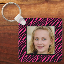 Cute Girly Namn & Photo Rosa Zebra Personlig Ke Nyckelring