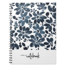 Cute Girly Navy Blommigt Cover Notebook