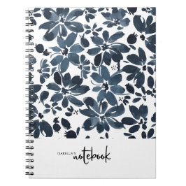 Cute Girly Navy Blommigt Cover Notebook Anteckningsbok