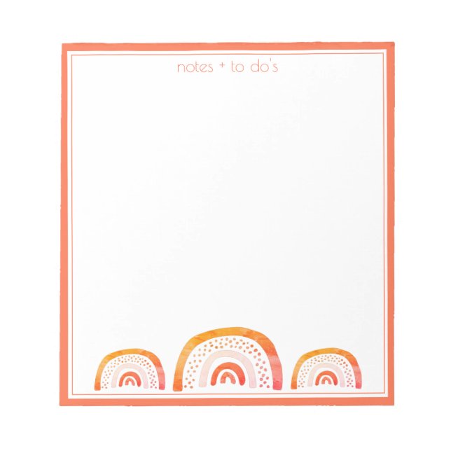 Cute Girly Orange Watercolor Rainbow Personlig Anteckningsblock (Framsida)