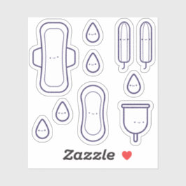 Cute Girly Pad Tampon Set First Period Party Klistermärken