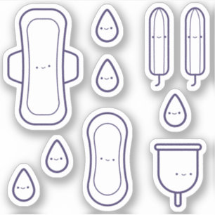 Cute Girly Pad Tampon Set First Period Party Klistermärken
