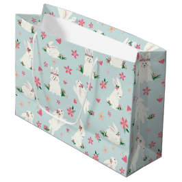 Cute Girly Påskhare Modern Rosa Blommigt