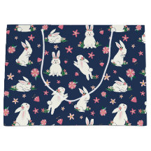 Cute Girly Påskhare Rabbit Modern Blue Rosa