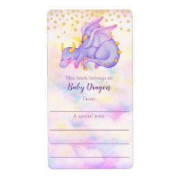 Cute Girly Pastel Lila Dragon Bookplate Fraktsedel