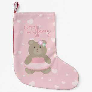 Cute Girly Pastel Rosa Ballerina Bear Unge Kids Liten Julstrumpa