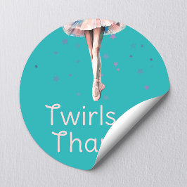 Cute Girly Pastel Rosa Ballerina Tutu på turkos Runt Klistermärke