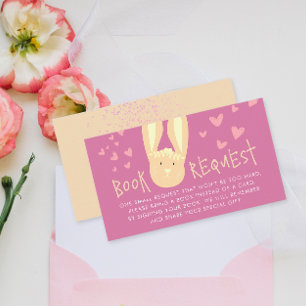 Cute Girly Pastel Rosa Bok Request Baby Bunny Tilläggskort