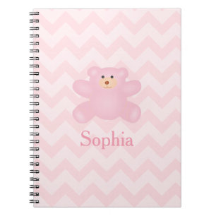 Cute Girly Pastel Rosa Nalle Anteckningsbok Med Spiral