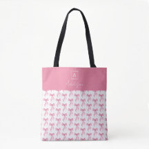 Cute Girly Personlig Monogram Rosa Bow