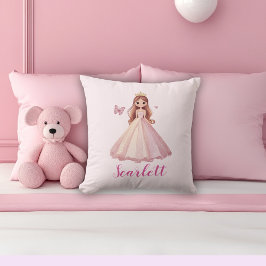 Cute Girly Pink Princess Personalised Cushion Kudde