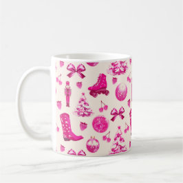 Cute Girly Preppy Rosa jul Mönster Kaffemugg