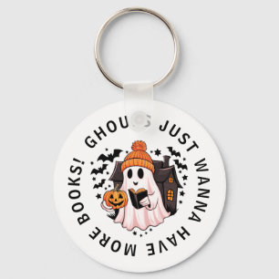 Cute Girly Pumpkin Ghost Bok Älskare Nyckel Nyckelring