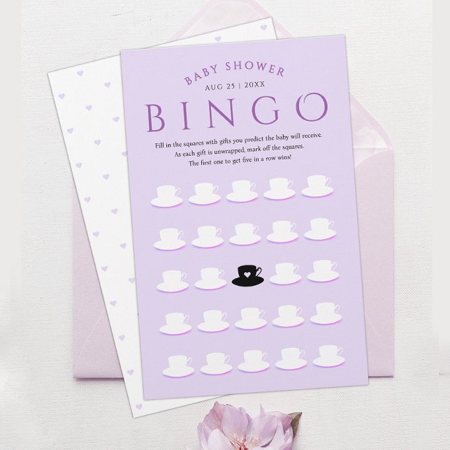 Cute Girly Purple Lavender Baby Shower Bingo Tea  (Skapare uppladdad)