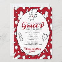 Cute Girly Red Menstrual Pad Första perioden Party
