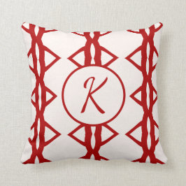 Cute Girly Red Monogrammed initial Kudde