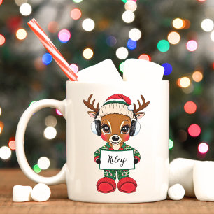 Cute Girly Reindeer jul Helgdag Mugg