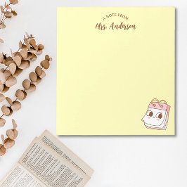 Cute Girly Retro Teacher Back to school Gult Anteckningsblock