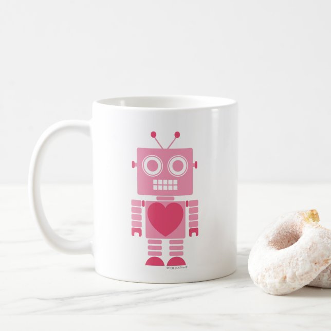 Cute Girly Robot Kaffemugg (Med munk)