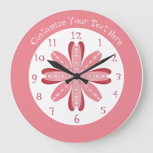 Cute Girly Rosa Abstrakt Flower Petals Personalize Stor Klocka