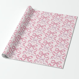 Cute Girly Rosa Aesthetic Bow Presentpapper