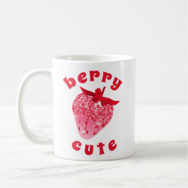 Cute Girly Rosa Berry Cute Glittery Strawberry Kaffemugg