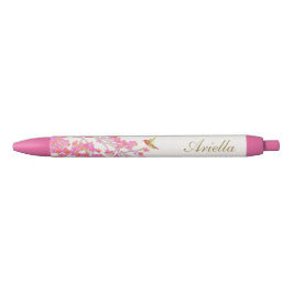 Cute Girly Rosa Blommigt Flowers Personlig Namn