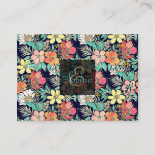 Cute Girly Rosa Blommigt Golden Strokes design Visitkort