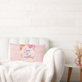 Cute Girly Rosa Blommigt Watercolor Lumbarkudde