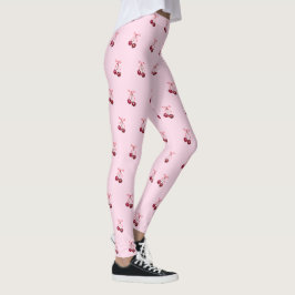 Cute Girly Rosa Bows and Cherries Leggings