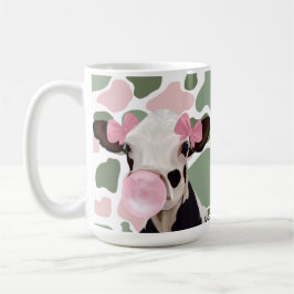 Cute Girly Rosa Bubblegum Blowing Cow Kaffemugg