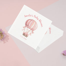 Cute Girly Rosa Bunny som flyger i Balloon Pappersservett