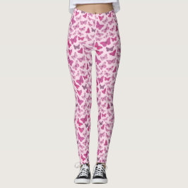 Cute Girly Rosa Butterfly Mönster Leggings