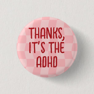 Cute Girly Rosa Checkerboard Tack ADHD Knapp