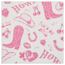 Cute Girly Rosa Cowgirl Aesthetic Mönster Tyg