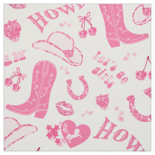 Cute Girly Rosa Cowgirl Aesthetic Mönster Tyg