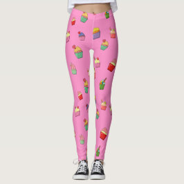 Cute Girly Rosa Cupaka Mönster Leggings
