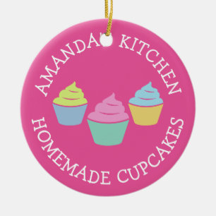 Cute girly rosa cuptårta bakar ornament för barn