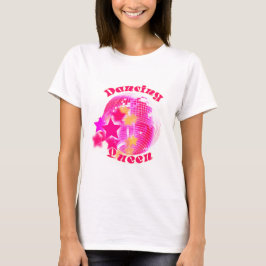 Cute Girly Rosa Disco Boll Dancing Queen T Shirt