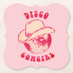 Cute Girly Rosa Disco Cowgirl Glitter Underlägg Papper