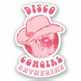 Cute Girly Rosa Disco Cowgirl Namn Klistermärken