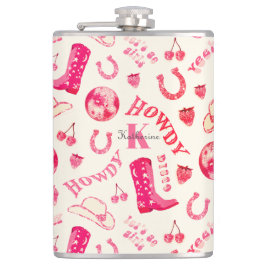 Cute Girly Rosa Disco Cowgirl Namn Monogram Fickplunta