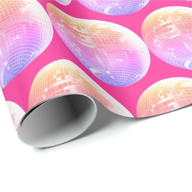 Cute Girly Rosa Disco Mirrorball Presentpapper (Rullad Hörn)