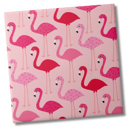 Cute Girly Rosa Flamingo Pattern Kakelplatta