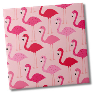 Cute Girly Rosa Flamingo Pattern Kakelplatta